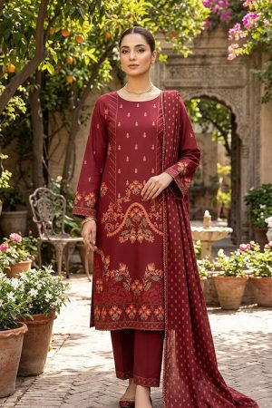 RTS | Red Embroidered Lawn | 3 Piece1