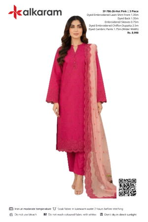 RTS | Hot Pink Embroidered Lawn | SF-786-26