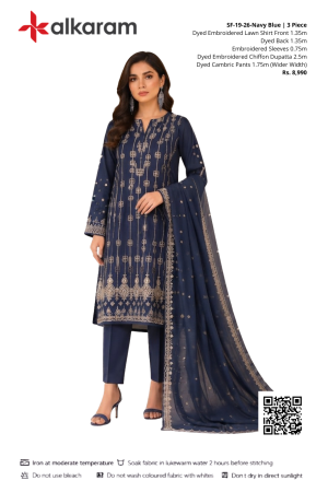 RTS | Navy Blue Embroidered Lawn | SF-19-26