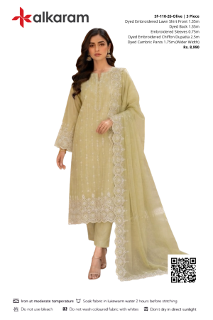 RTS | Olive Embroidered Lawn | SF-110-26