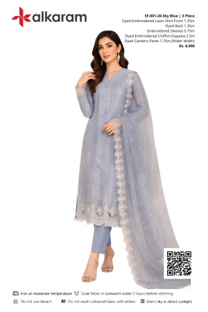 RTS | Sky Blue Embroidered Lawn | SF-001-26